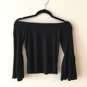 Black off the shoulder crop top